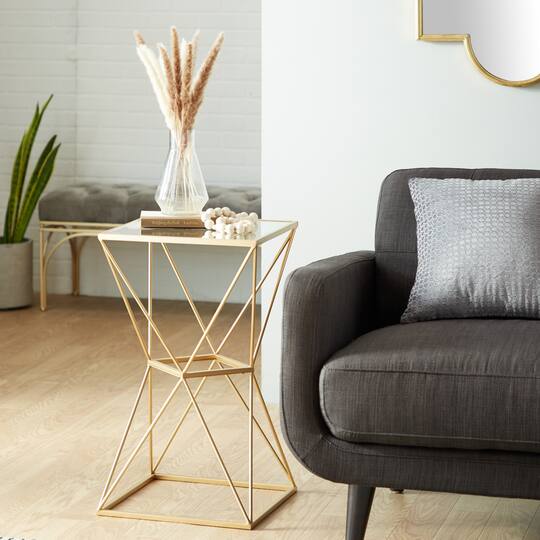 16" Glam Metal Accent Table